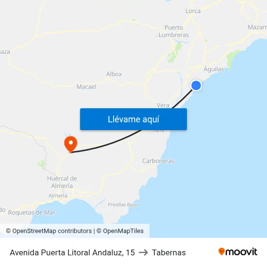 Avenida Puerta Litoral Andaluz, 15 to Tabernas map