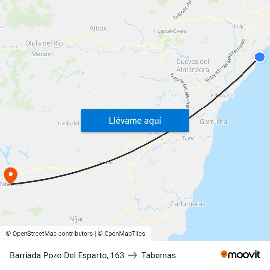 Barriada Pozo Del Esparto, 163 to Tabernas map
