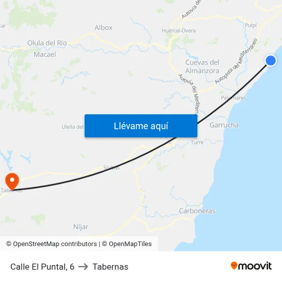 Calle El Puntal, 6 to Tabernas map