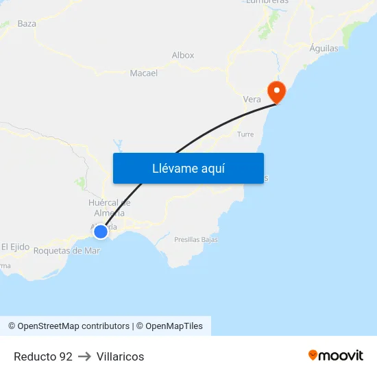 Reducto 92 to Villaricos map