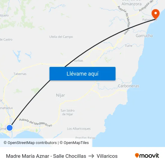 Madre María Aznar - Salle Chocillas to Villaricos map