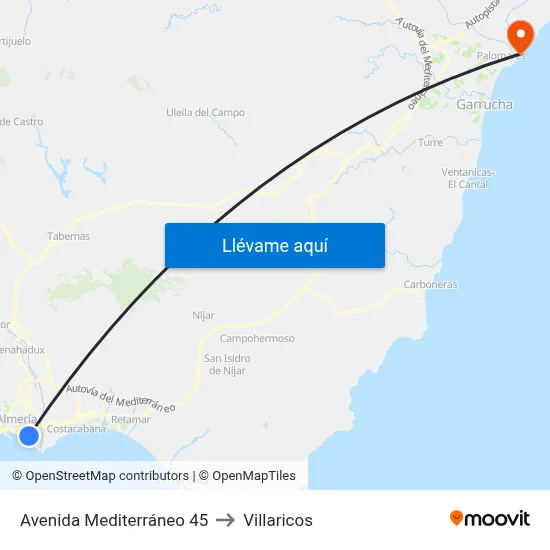Avenida Mediterráneo 45 to Villaricos map