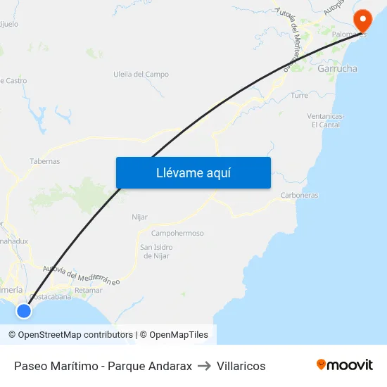 Paseo Marítimo - Parque Andarax to Villaricos map