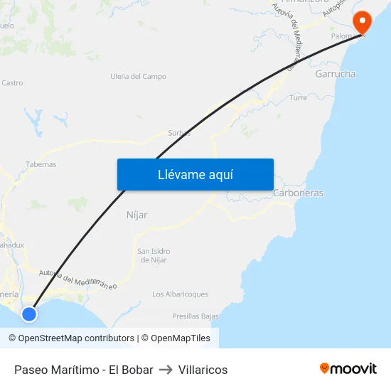 Paseo Marítimo - El Bobar to Villaricos map