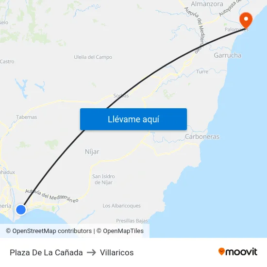 Plaza De La Cañada to Villaricos map