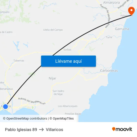 Pablo Iglesias 89 to Villaricos map