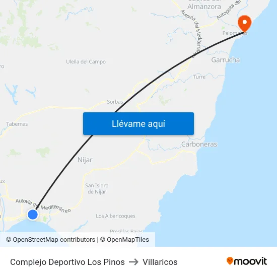 Complejo Deportivo Los Pinos to Villaricos map