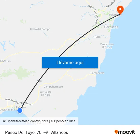 Paseo Del Toyo, 70 to Villaricos map