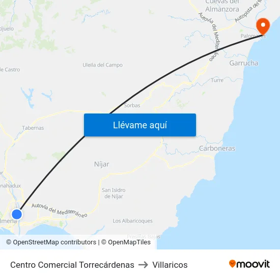 Centro Comercial Torrecárdenas to Villaricos map