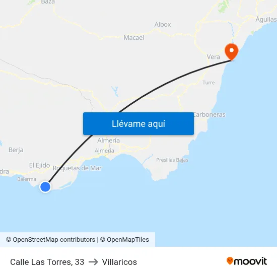 Calle Las Torres, 33 to Villaricos map