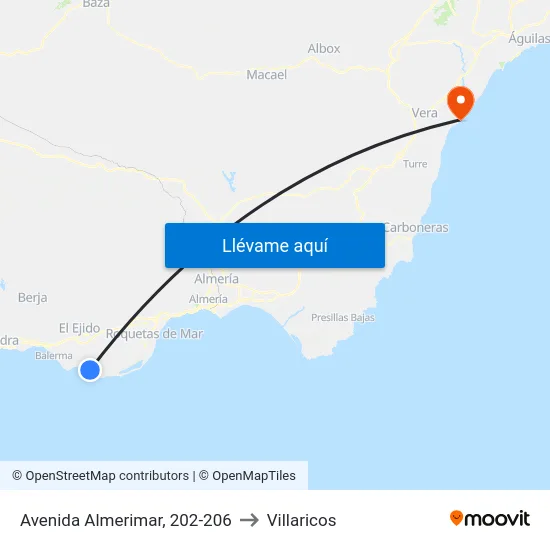 Avenida Almerimar, 202-206 to Villaricos map
