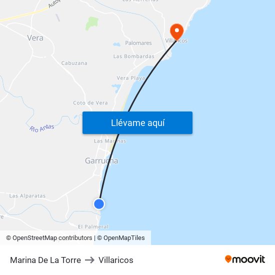 Marina De La Torre to Villaricos map