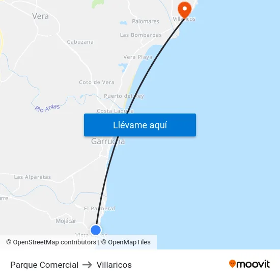 Parque Comercial to Villaricos map