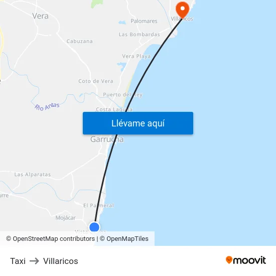 Taxi to Villaricos map