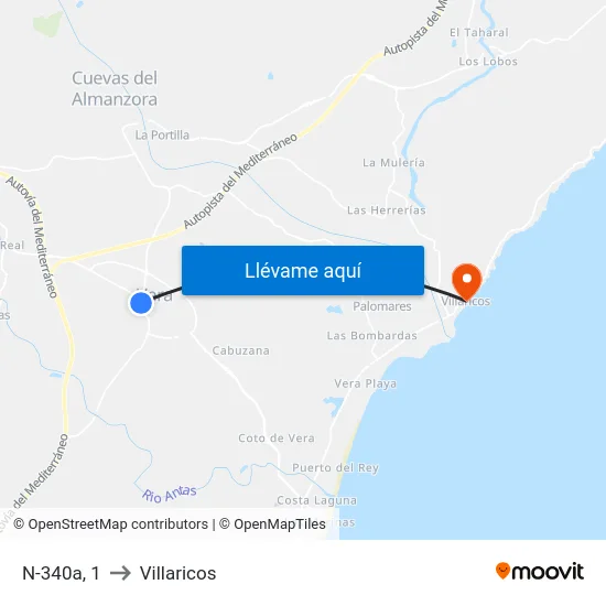 N-340a, 1 to Villaricos map
