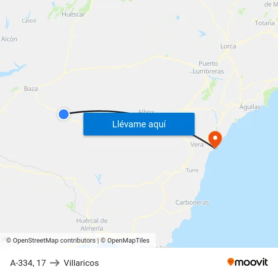 A-334, 17 to Villaricos map