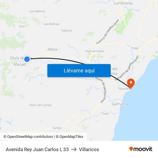Avenida Rey Juan Carlos I, 33 to Villaricos map