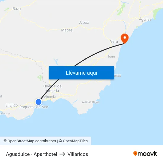 Aguadulce - Aparthotel to Villaricos map