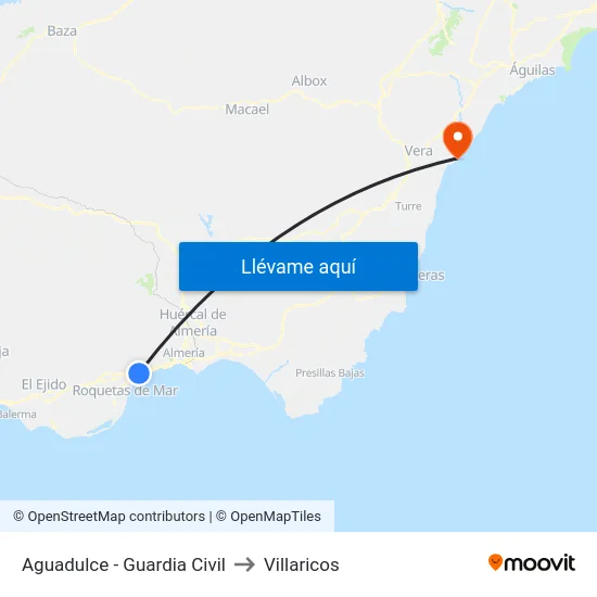 Aguadulce - Guardia Civil to Villaricos map