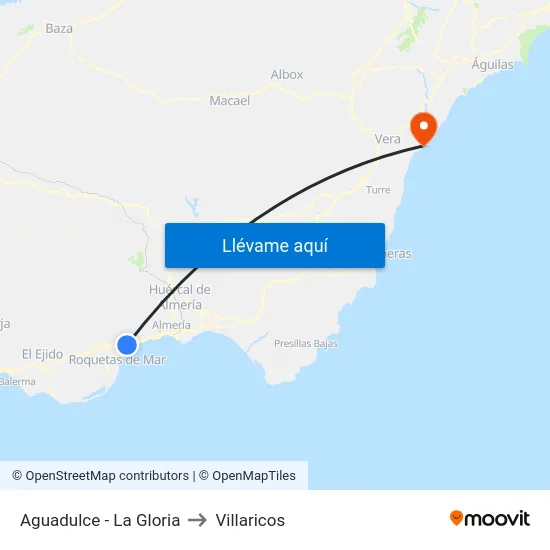 Aguadulce - La Gloria to Villaricos map