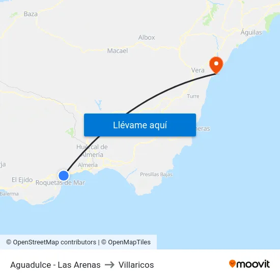 Aguadulce - Las Arenas to Villaricos map