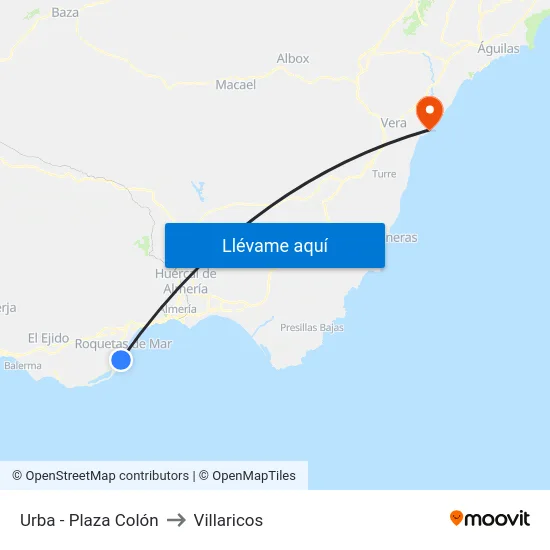 Urba - Plaza Colón to Villaricos map