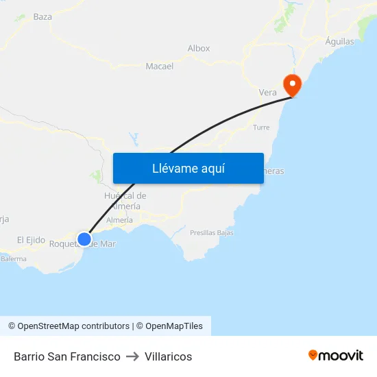 Barrio San Francisco to Villaricos map