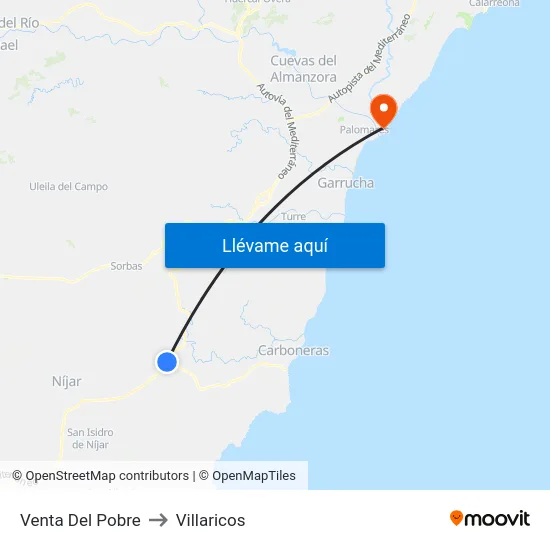 Venta Del Pobre to Villaricos map