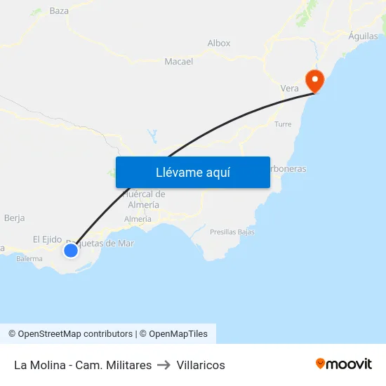 La Molina - Cam. Militares to Villaricos map
