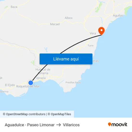 Aguadulce - Paseo Limonar to Villaricos map