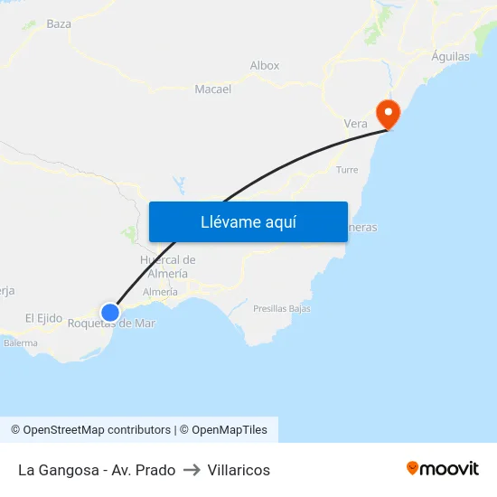 La Gangosa - Av. Prado to Villaricos map