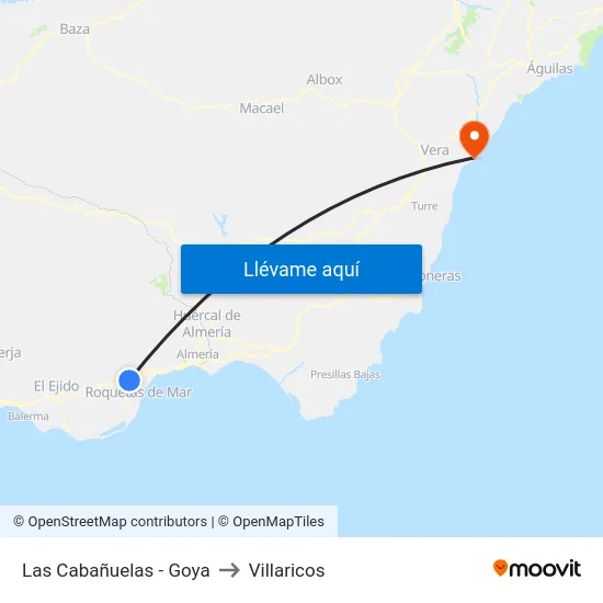 Las Cabañuelas - Goya to Villaricos map