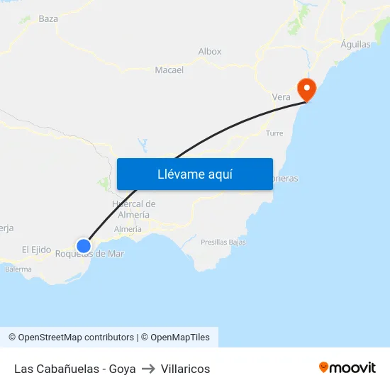 Las Cabañuelas - Goya to Villaricos map