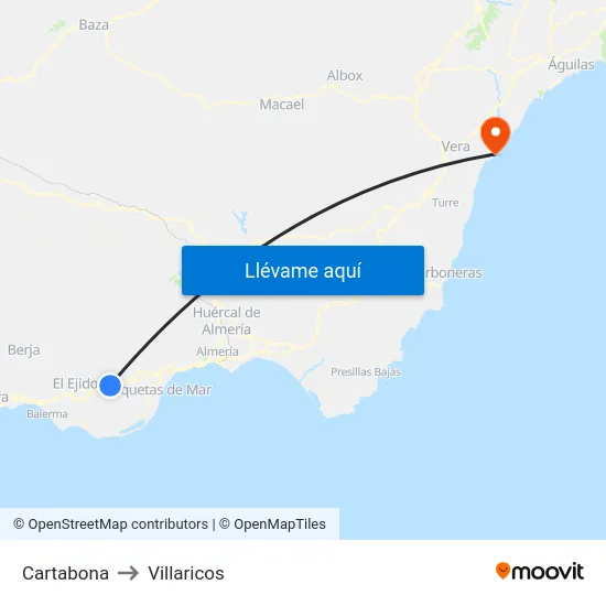 Cartabona to Villaricos map