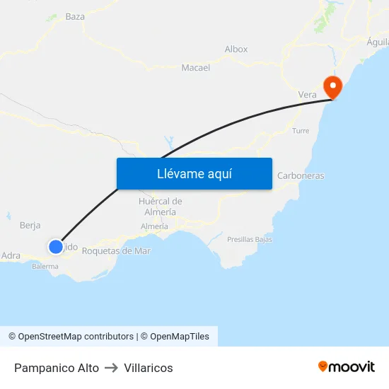 Pampanico Alto to Villaricos map