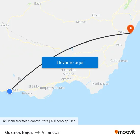 Guainos Bajos to Villaricos map