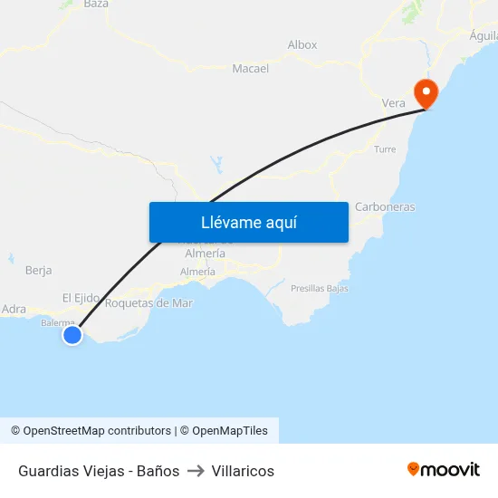 Guardias Viejas - Baños to Villaricos map
