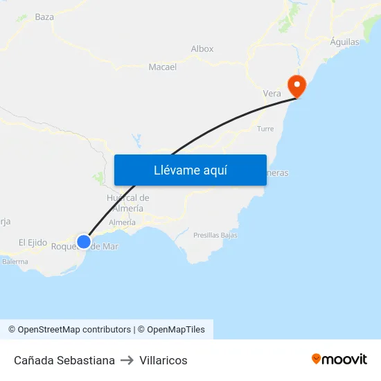 Cañada Sebastiana to Villaricos map