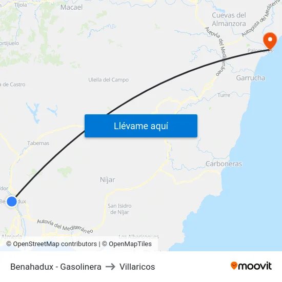 Benahadux - Gasolinera to Villaricos map
