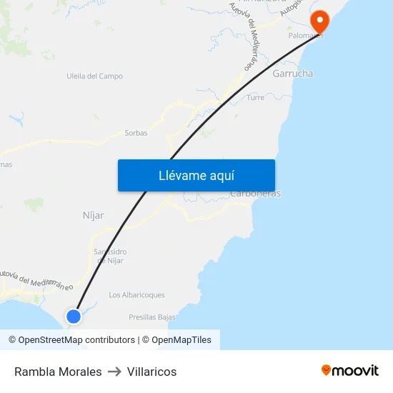 Rambla Morales to Villaricos map