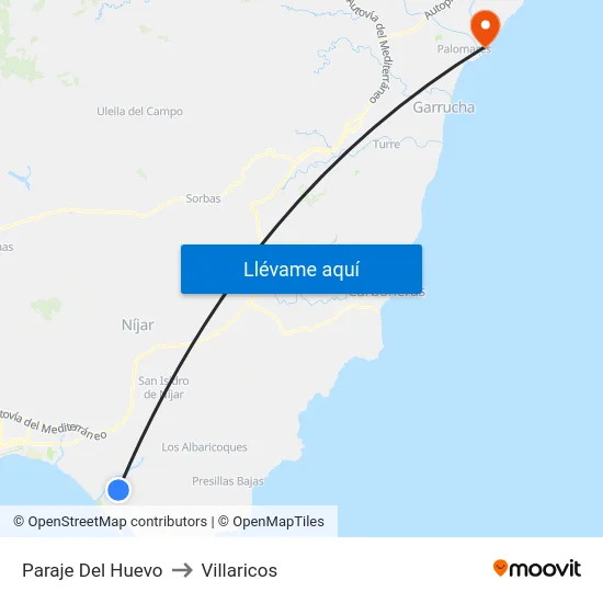 Paraje Del Huevo to Villaricos map