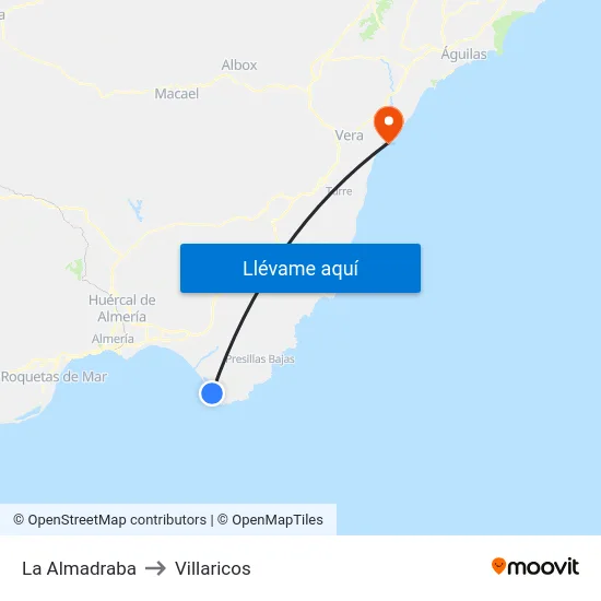 La Almadraba to Villaricos map