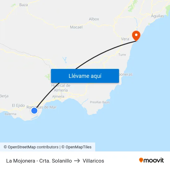 La Mojonera - Crta. Solanillo to Villaricos map
