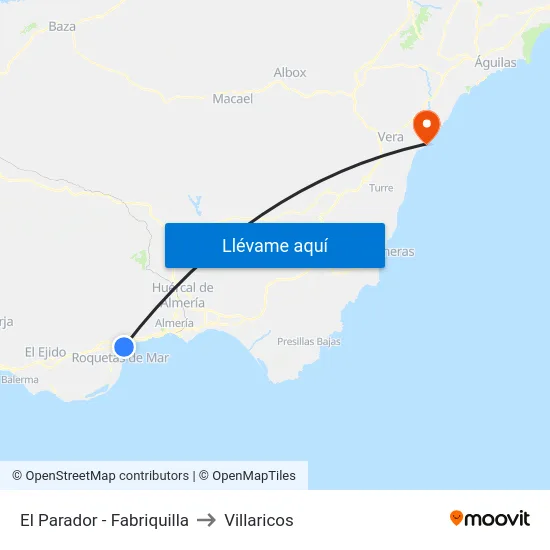 El Parador - Fabriquilla to Villaricos map