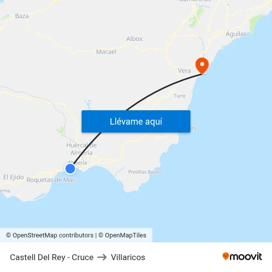 Castell Del Rey - Cruce to Villaricos map
