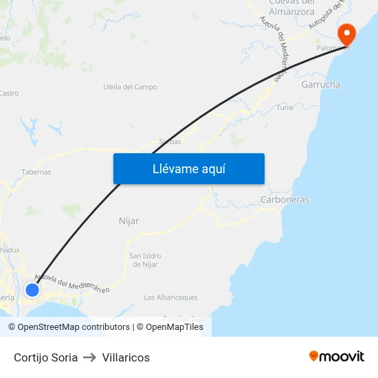 Cortijo Soria to Villaricos map