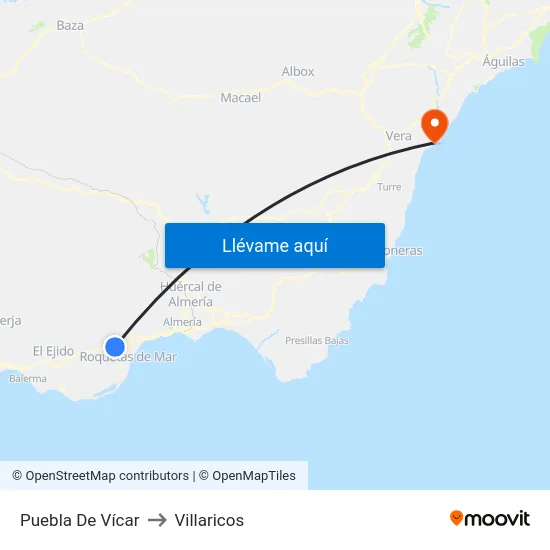 Puebla De Vícar to Villaricos map