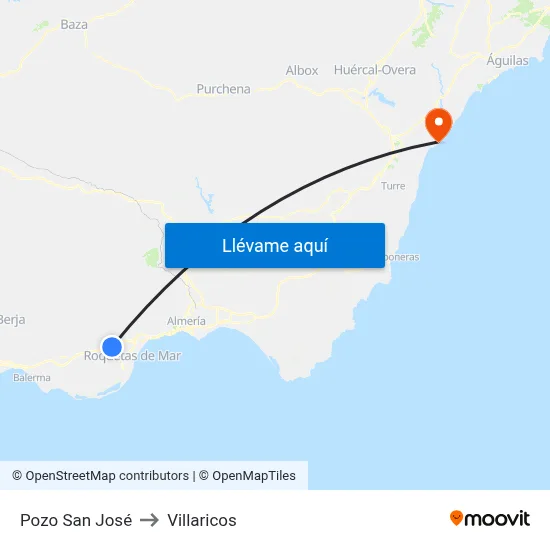 Pozo San José to Villaricos map