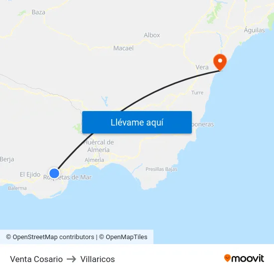 Venta Cosario to Villaricos map