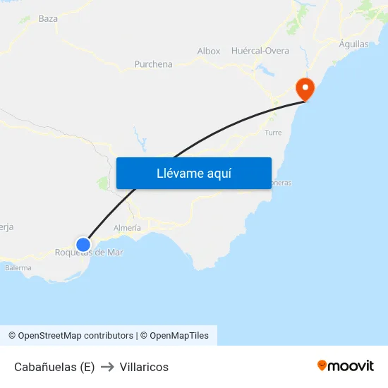 Cabañuelas (E) to Villaricos map